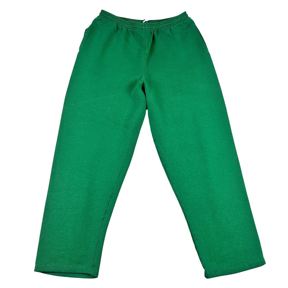 Vintage Hanes Green Sweatpants Elastic Waist Fleece Lined Joggers Mens Medium